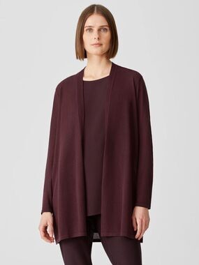 Eileen Fisher Gossamer Organic Cotton Open Front Cardigan | Cassis | Size S/P
